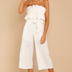 White Strapless Jumpsuit